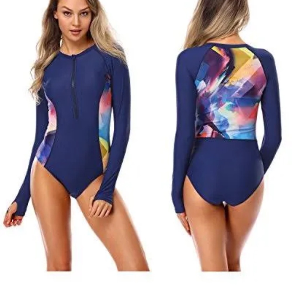 NEW Axesea LongSleeve Rash Guard UV UPF 50+ Sun Protection Zipper Surfing